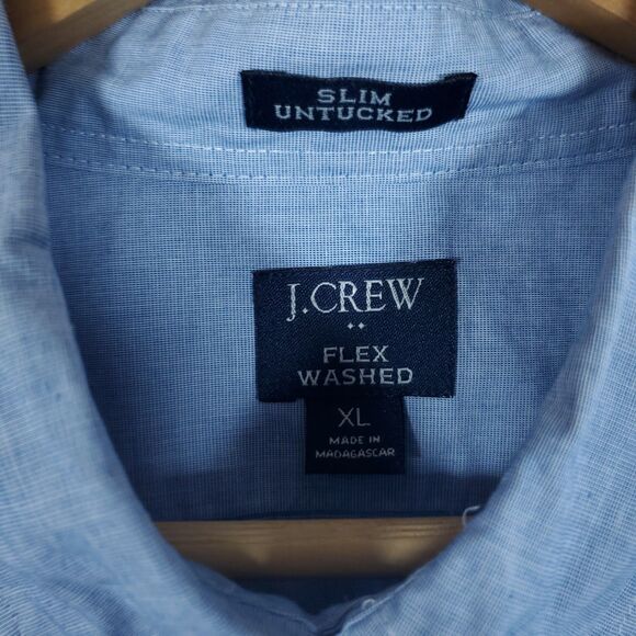 J.Crew Shirt Mens XL Flex Washed Blue Button Down Slim Untucked NWT L0461 - Picture 3 of 10